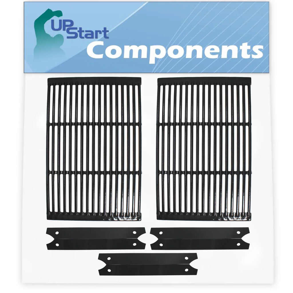 2 BBQ Grill Cooking Grates & 3 Heat Shield PLatitudee Tent Replacement Parts for Charmglow 810-6320-V - Compatible Barbeque Porcelain Enameled Cast Iron Grid 19" & Flame Tamer, Flavorizer Bar