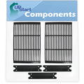 2 BBQ Grill Cooking Grates & 3 Heat Shield PLatitudee Tent Replacement Parts for Charmglow 810-6320-V - Compatible Barbeque Porcelain Enameled Cast Iron Grid 19" & Flame Tamer, Flavorizer Bar
