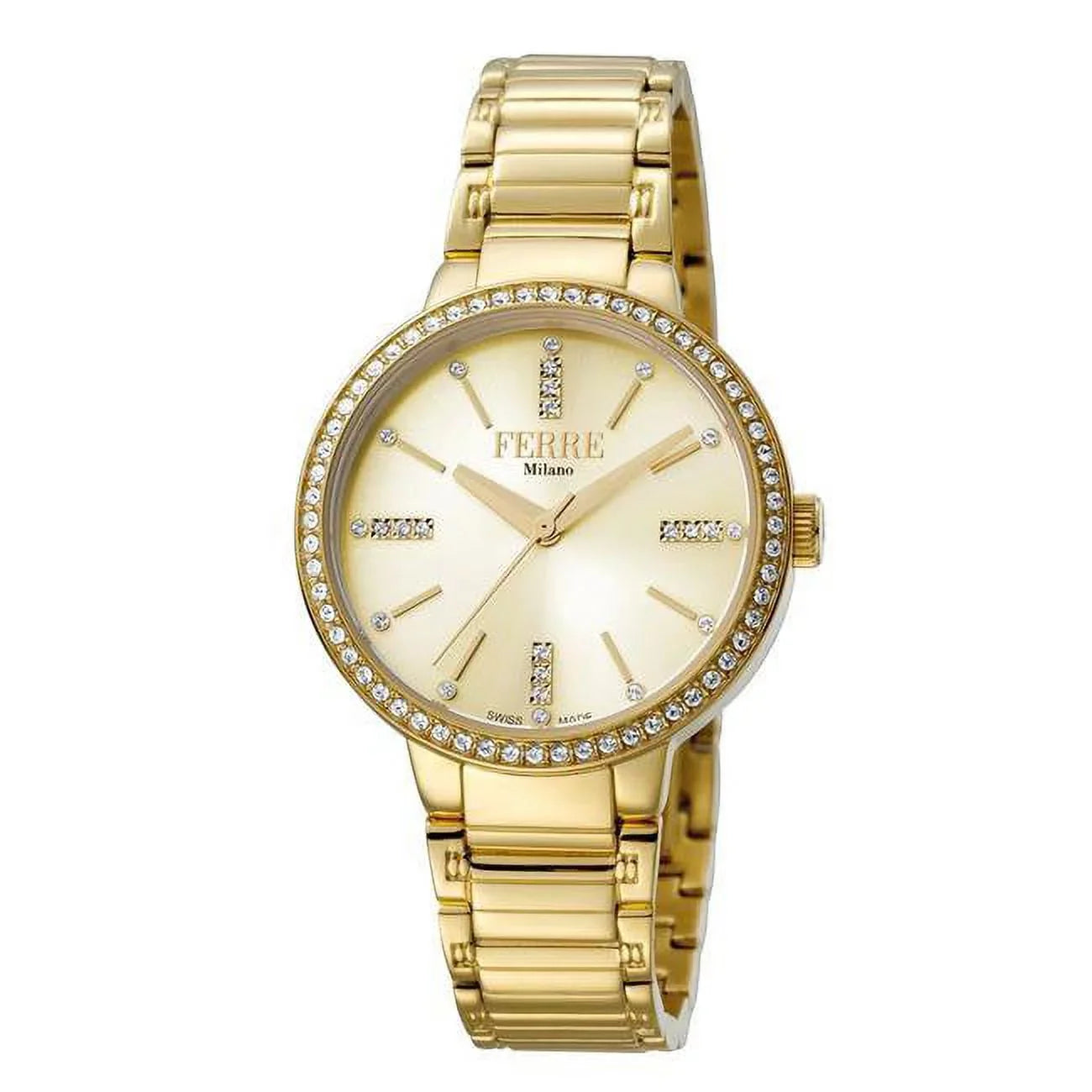 Ferre Milano  Womens Swiss Made Quartz Gold Bracelet Watch with Gold Dial