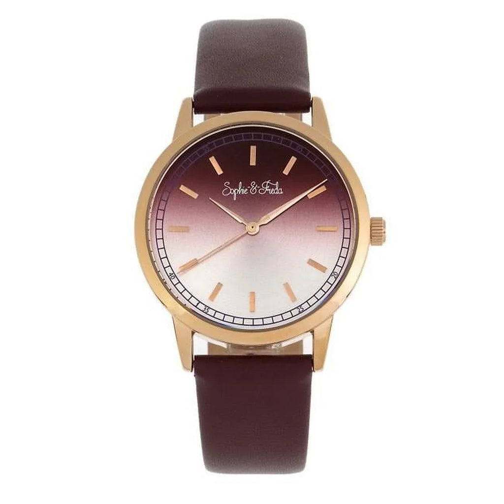 Sophie & Freda SAFSF5105 Sophie & Freda San Diego Leather-Band Womens Watch, Maroon