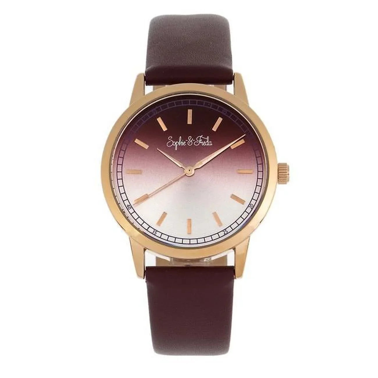 Sophie & Freda SAFSF5105 Sophie & Freda San Diego Leather-Band Womens Watch, Maroon
