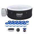 Coleman SaluSpa 4 Person InfLatitudeable Hot Tub Spa with 12 Filter Cartridges