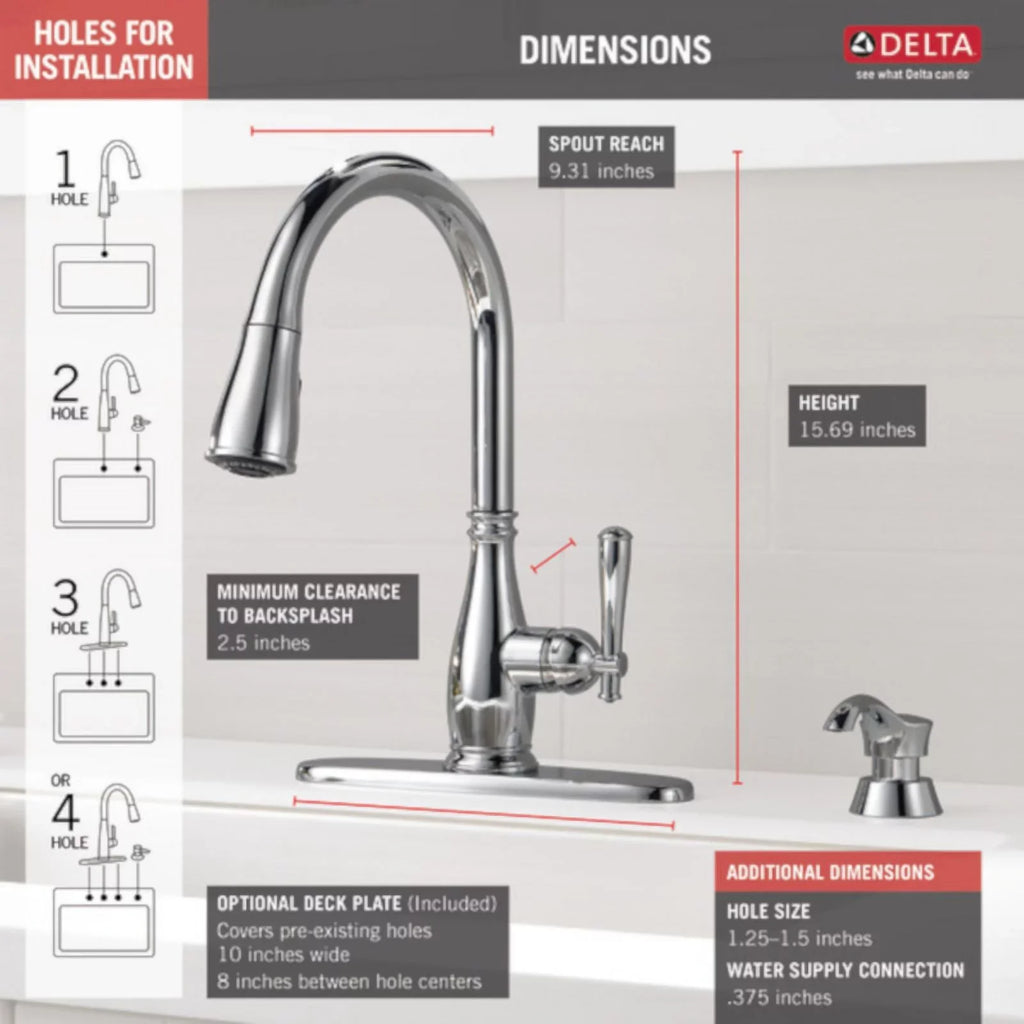 Delta Charmaine One Handle Chrome Pulldown Kitchen Faucet