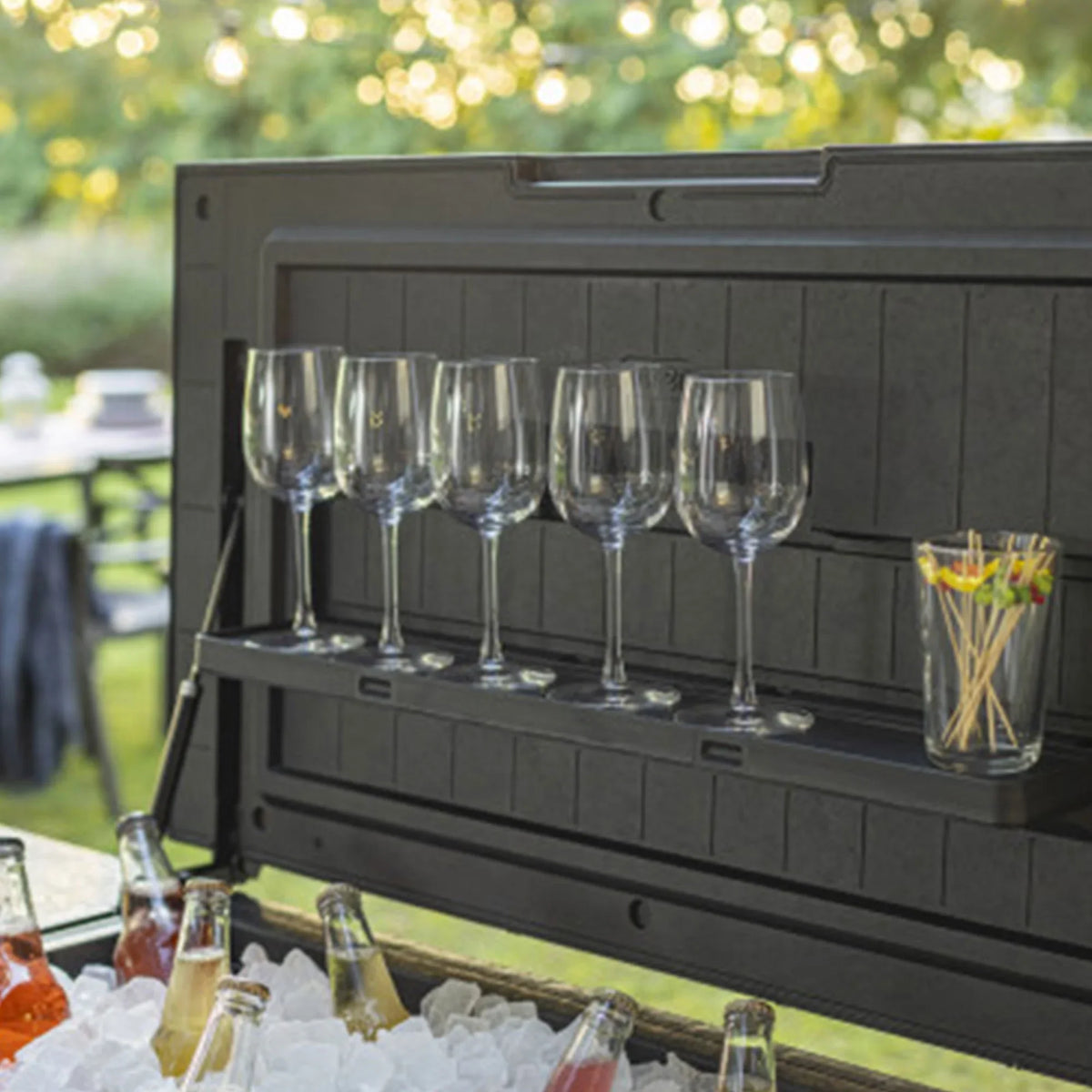 Keter Outdoor Patio Cooler Ice Chest InsuLatitudeed Beverage Bar Cart, Gray