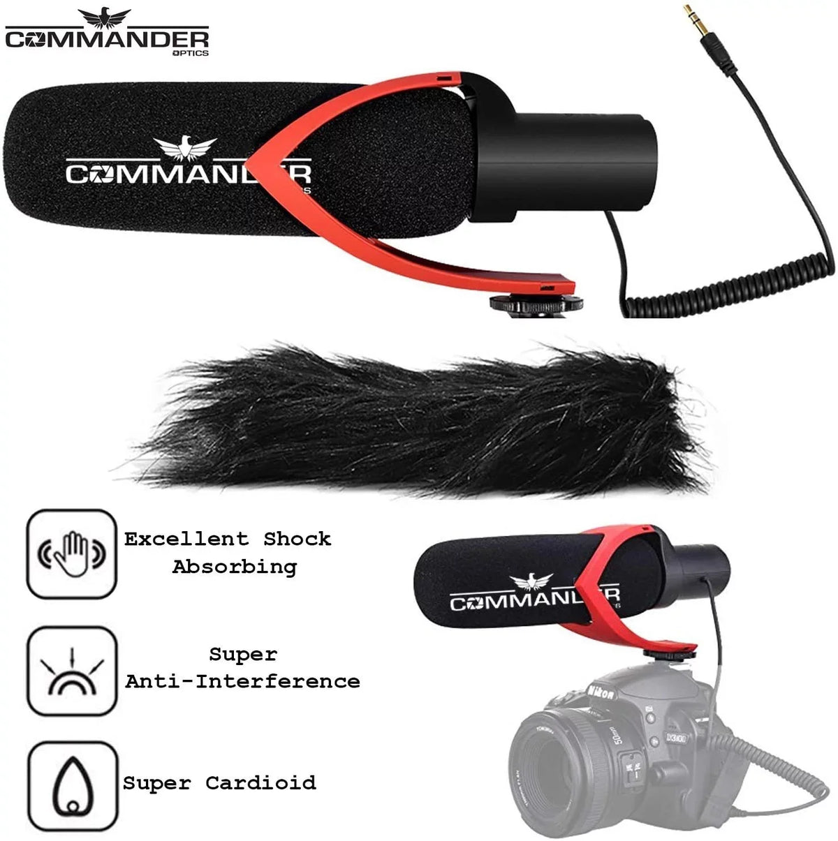 Commander Optics V30 Professional Directional Condenser Shotgun Video Microphone for Sony a Cybershot Cameras Including DSC-RX10, DSC-RX10 II, DSC-RX10 III, SDSC-RX10 IV, DSC-RX1R II & More.