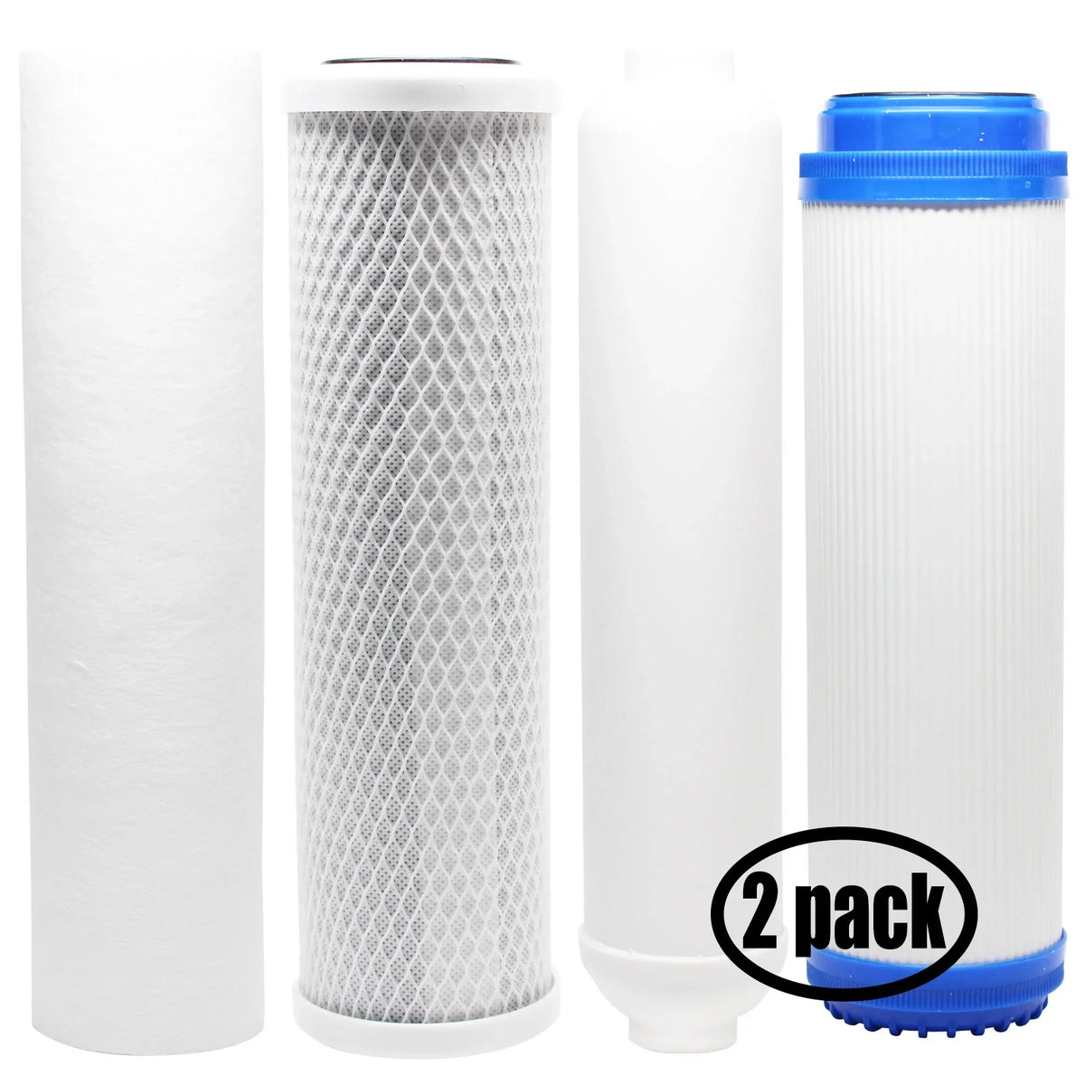 2-Pack Replacement for Filter Kit for Reverse Osmosis Revolution RCC1UP RO System - Includes Carbon Block Filter, PP Sediment Filter, GAC Filter & Inline Filter Cartridge - Denali Pure Brand