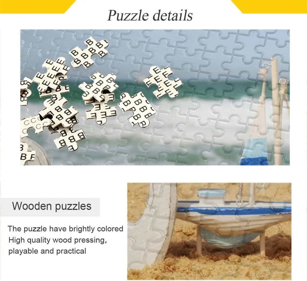 Wellsay Anchor Sailboat Starfish On Beach Sand Tropical Summer Sea and Ocean Horizon Jigsaw Puzzles 500 Pieces Puzzle for Adults Kids DIY Gift