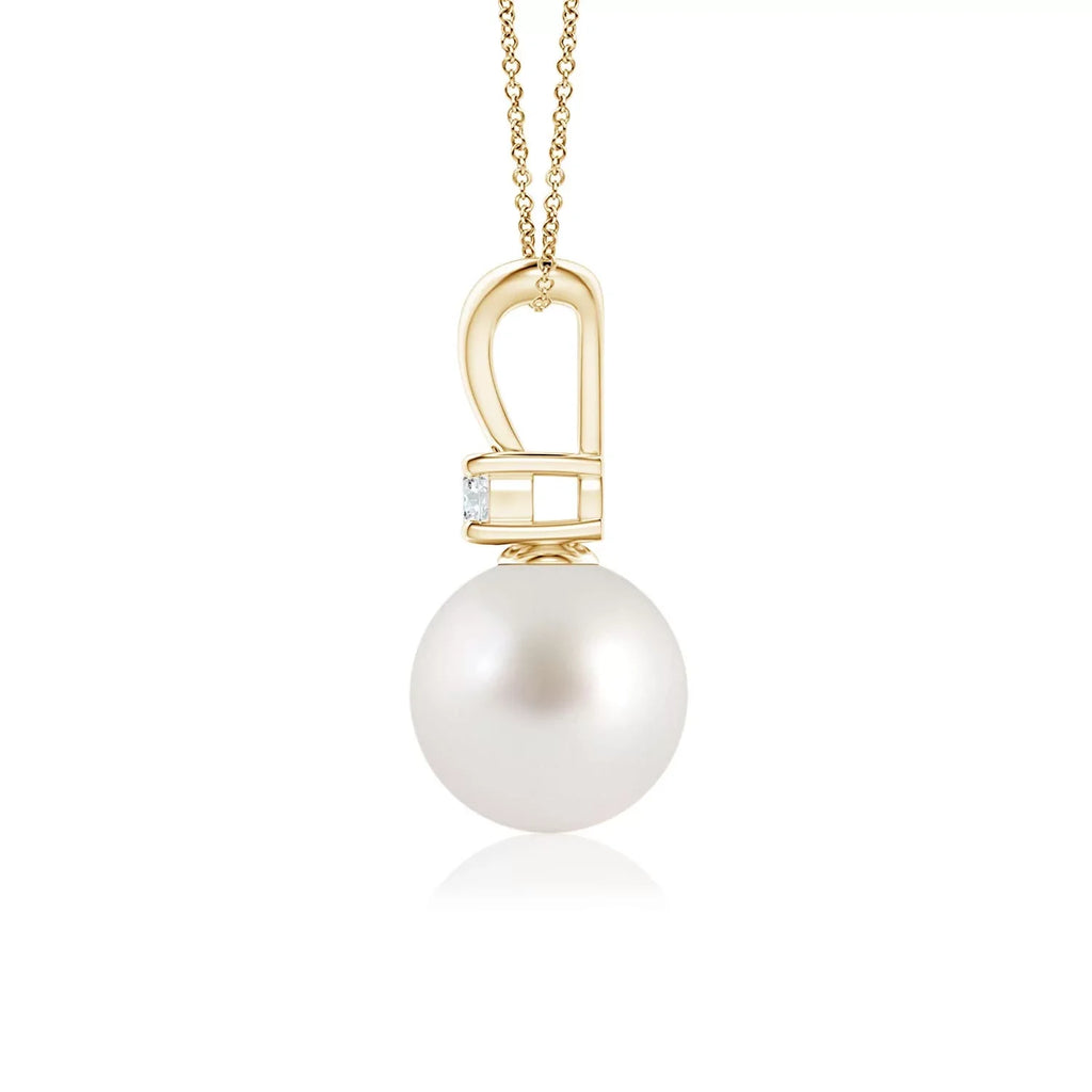 Angara South Sea Cultured Pearl V-Bale Pendant Necklace for Women, Girls in 14K Yellow Gold (Grade-AAA|Size-8mm) June Birthstone Jewelry Gifts for Her Birthday, Wedding, Engagement, Valentines Day
