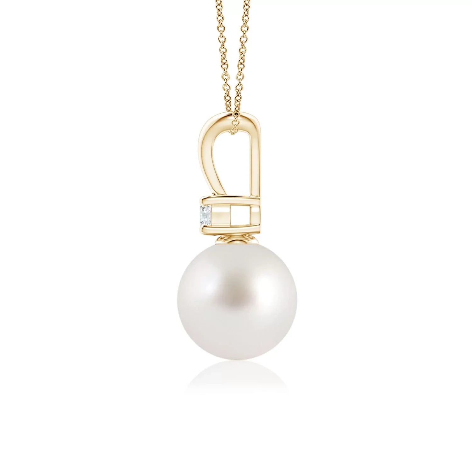 Angara South Sea Cultured Pearl V-Bale Pendant Necklace for Women, Girls in 14K Yellow Gold (Grade-AAA|Size-8mm) June Birthstone Jewelry Gifts for Her Birthday, Wedding, Engagement, Valentines Day