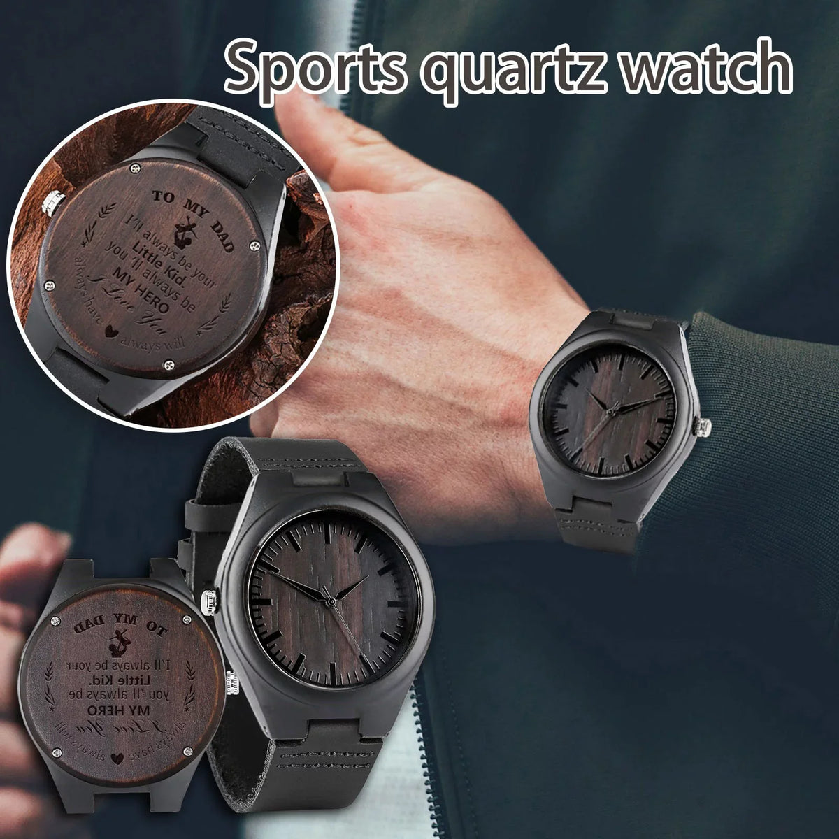 ZiSUGP Custom Name Wood Watch Wooden Quartz Date Display Men's Wristwatch Gift for Men Gw-m5610-1bjf