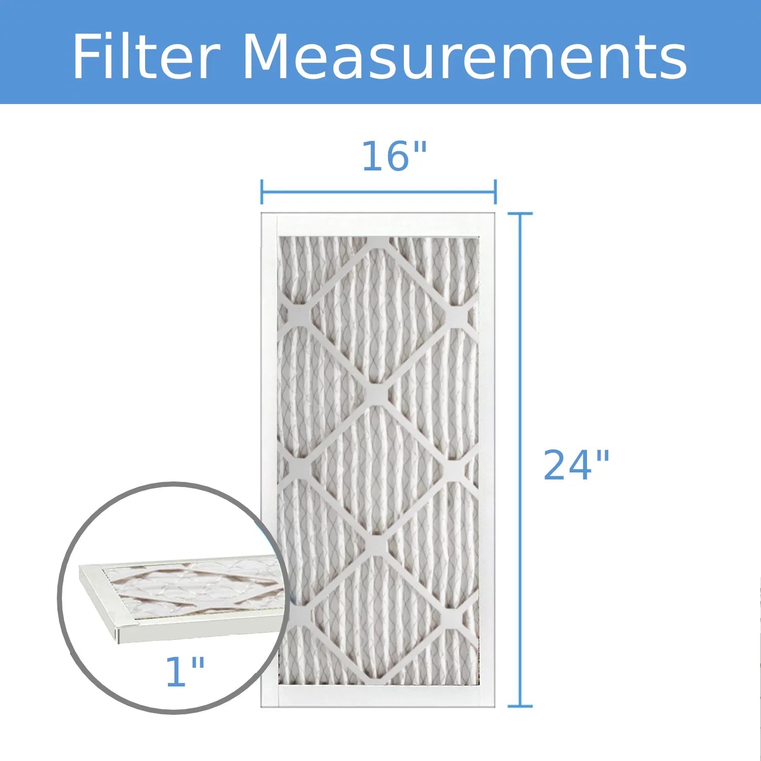 16x24x1, PuroLatitudeor / Air Guard  Hi-E 40 Extended Surface Pleated Air Filter, Mechanical MERV 8, (6 Pack)