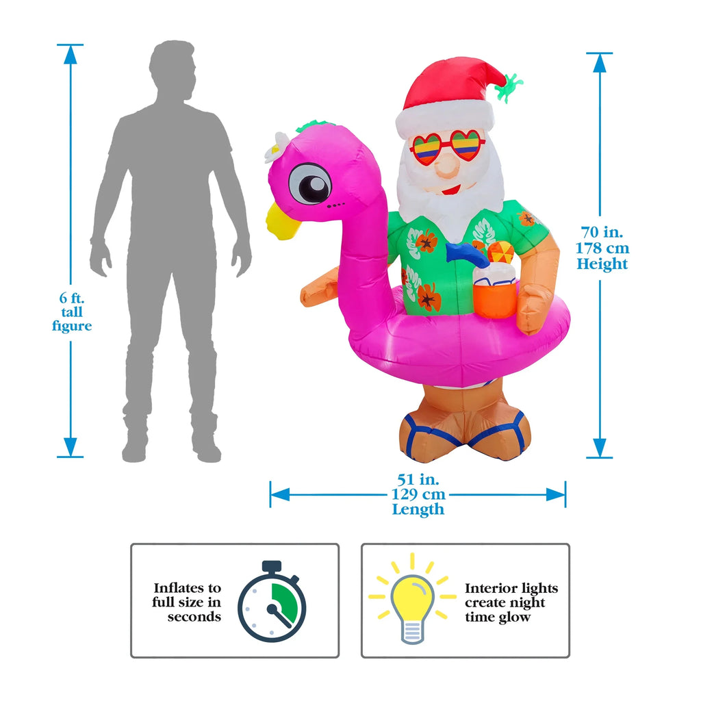 6ft Ready for the Beach Santa - Christmas InfLatitudeable by Seasonal LLC