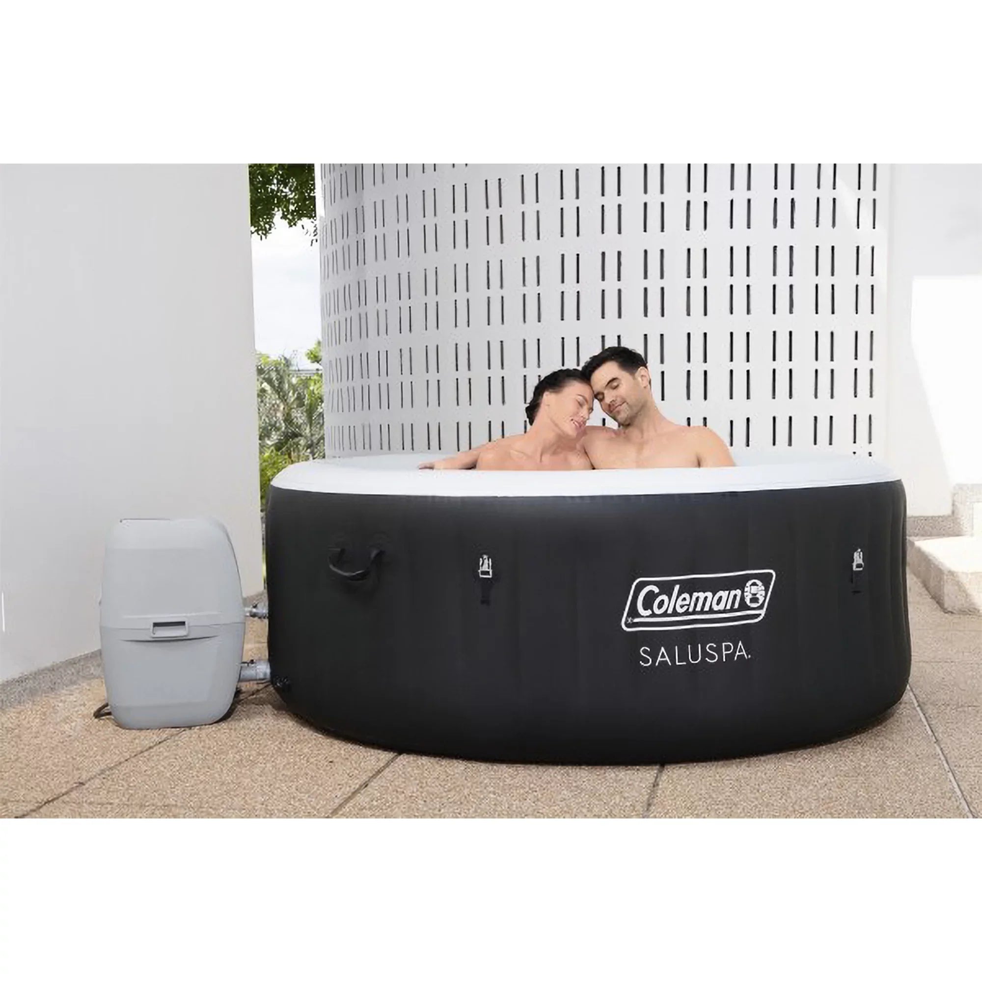 Coleman SaluSpa 4 Person InfLatitudeable Hot Tub Spa with 12 Filter Cartridges