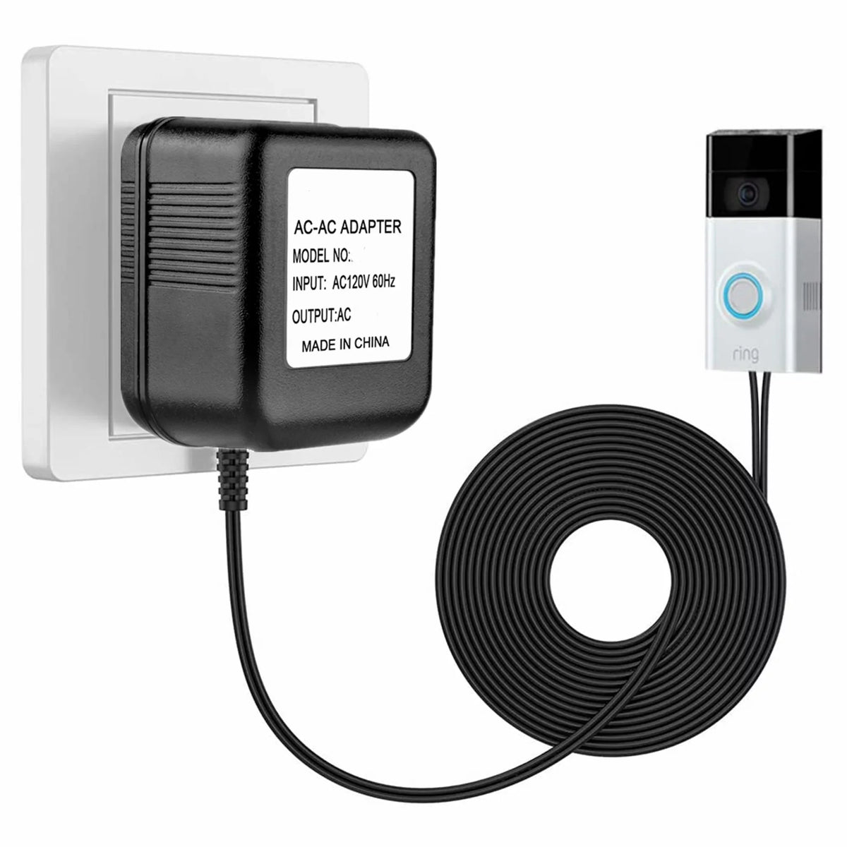 FITE ON Compatible 8m/26ft 18V AC-AC Adapter Charger Power Replacement for Nest Hello/Zmodo Greet Doorbell Plug