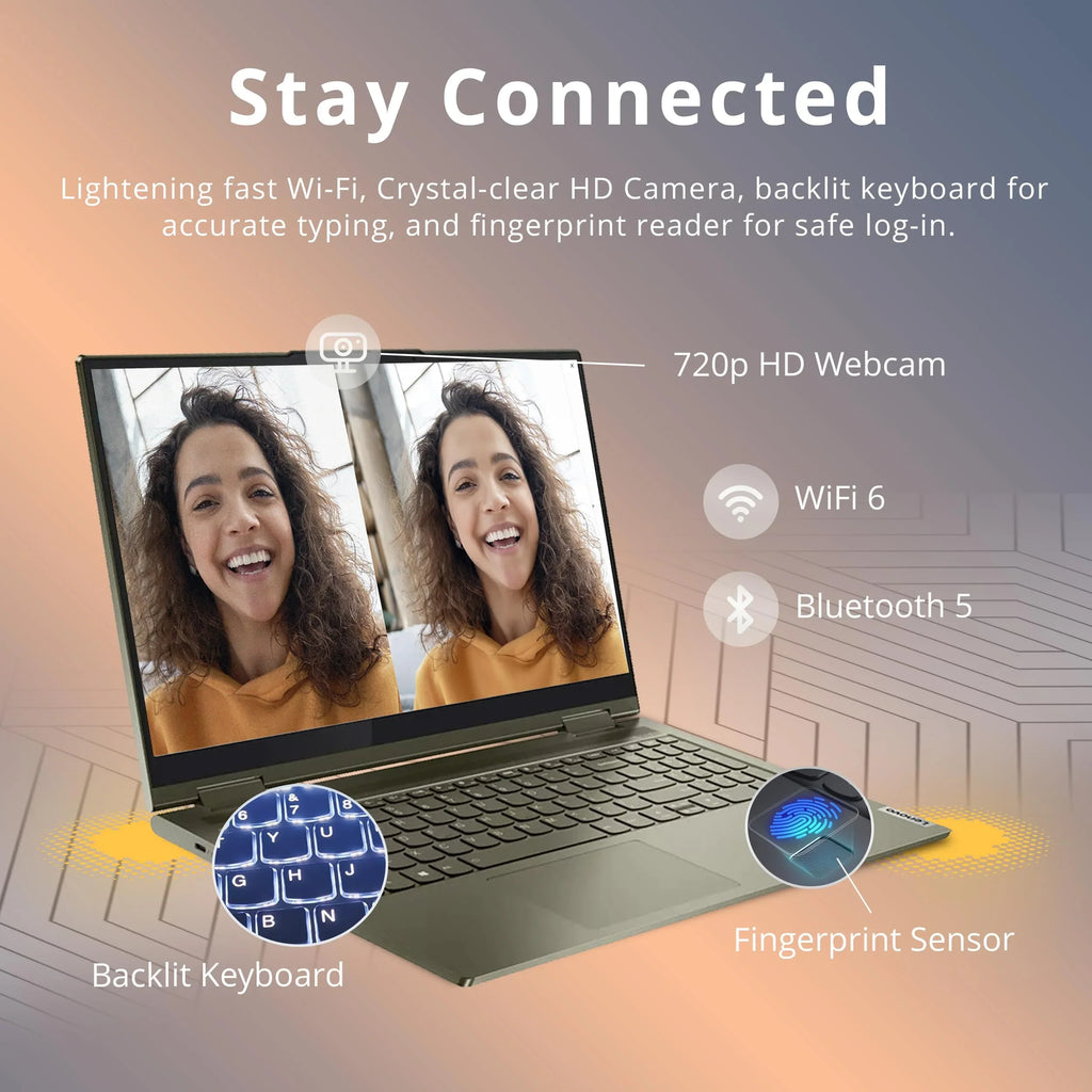 LENOVO Yoga 7i 2-in-1 360° 15.6" Touch Screen Laptop, Intel Evo PLatitudeform Core i7 1165G7, 12GB RAM, 1TB PCIe SSD, Intel Iris Xe Graphics, Backlit Keyboard, Win 11, Dark Moss, 32GB USB Card