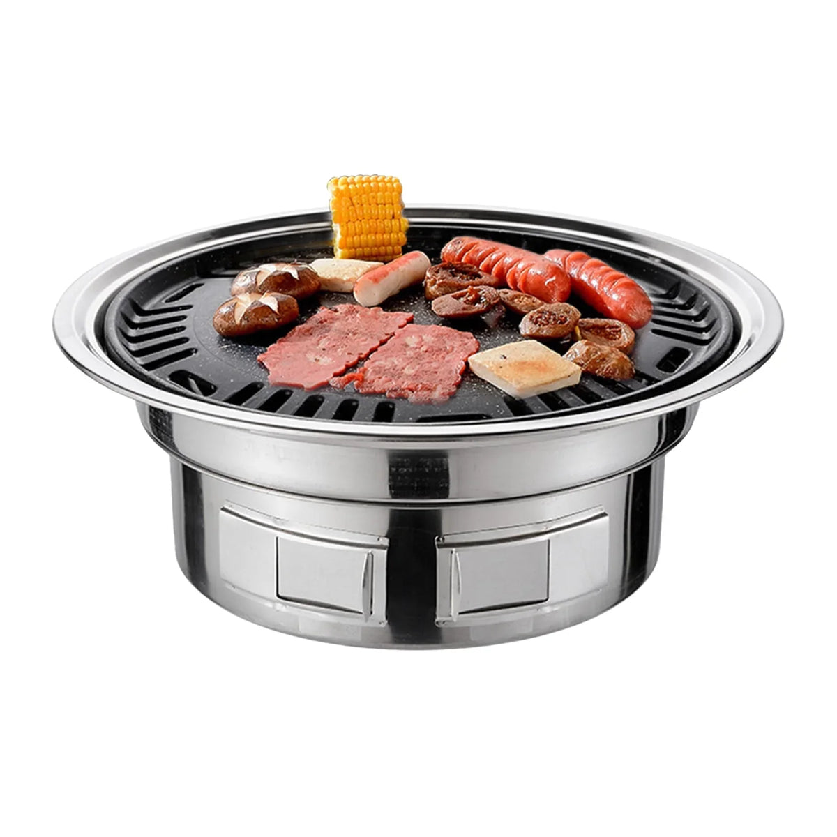 Multifunctional Round Smoker Grill with Grilled Net & Tray, Anself Grill Stove