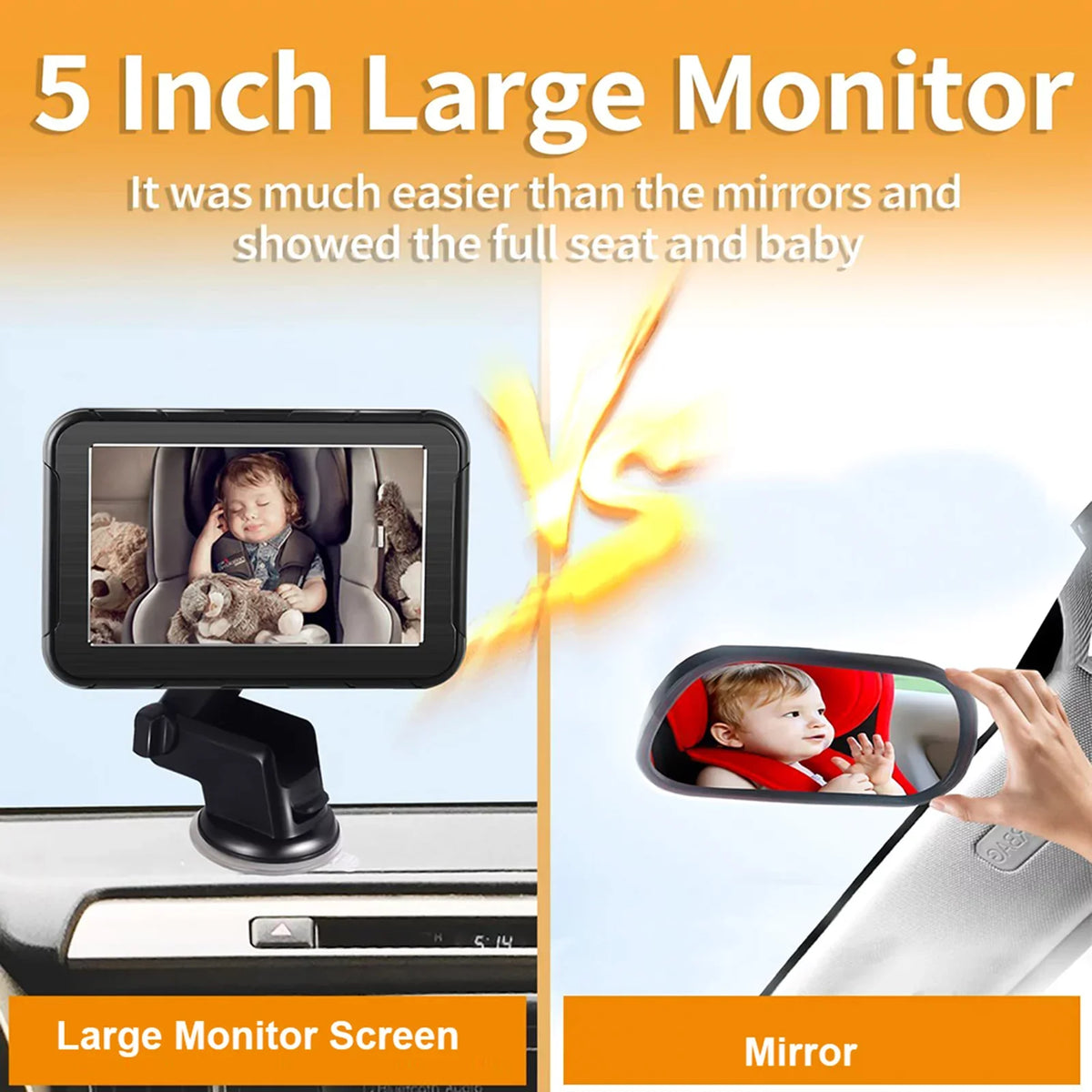 moobody Baby Car Monitor 1080P High Definition Monitor Camera for Baby Rear Facing Seat 5 Inch Car Seat Mirror Display 150° Wide View Night Vision Baby Car Mirror Camera Easy InstalLatitudeion