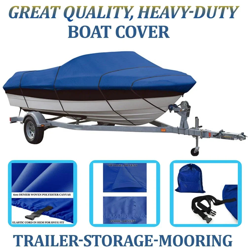 BLUE, GREAT QUALITY BOAT COVER Compatible for ALUMACRAFT TOURNAMENT PRO 195 CS 2007-2010