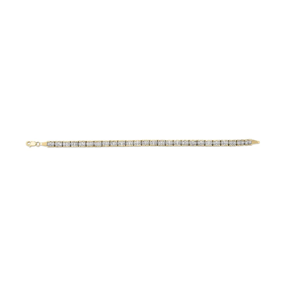 Haus of Brilliance 10K Yellow Gold 1.00 Cttw Womens Round Cut Diamond Link Lobster Claw Clasp Prong Bracelet (I-J Color, I3-Promo Clarity) - Size 7"