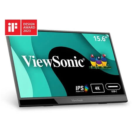 ViewSonic VX1655-4K 15.6 Inch 4K UHD Portable LED IPS Monitor with 2 Way Powered 60W USB C, Mini HDMI, Dual Speakers, and Built in Stand with Tripod mount