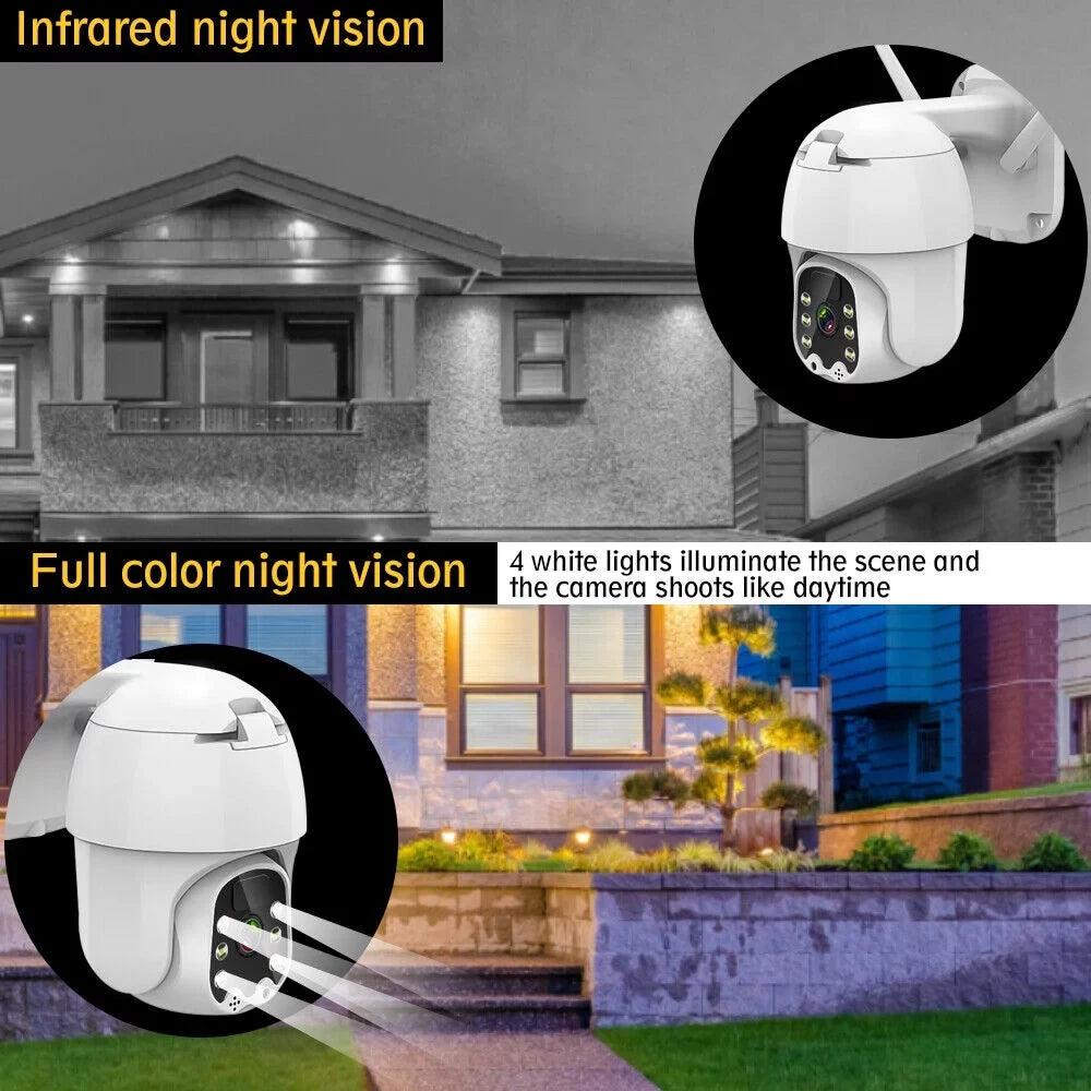 Home Wireless Security Camera System, Solar Battery Powered Wifi Camera Outdoor Pan/Tilt, Night Vision, Two Way Talk, Works with Android/Ios Assistant/Cloud, with 32GB Momery Card