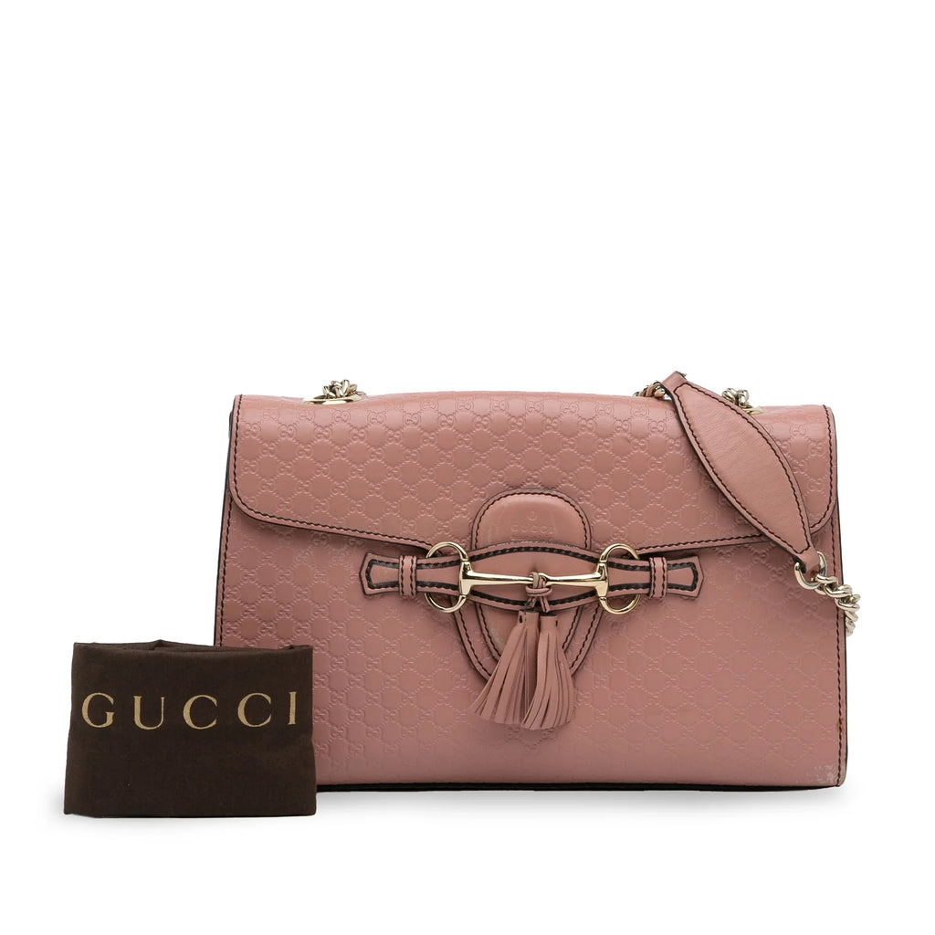 Pre-Owned Authenticated Gucci Medium Microguccissima Emily Shoulder Bag Calf Leather Pink Unisex (Good)