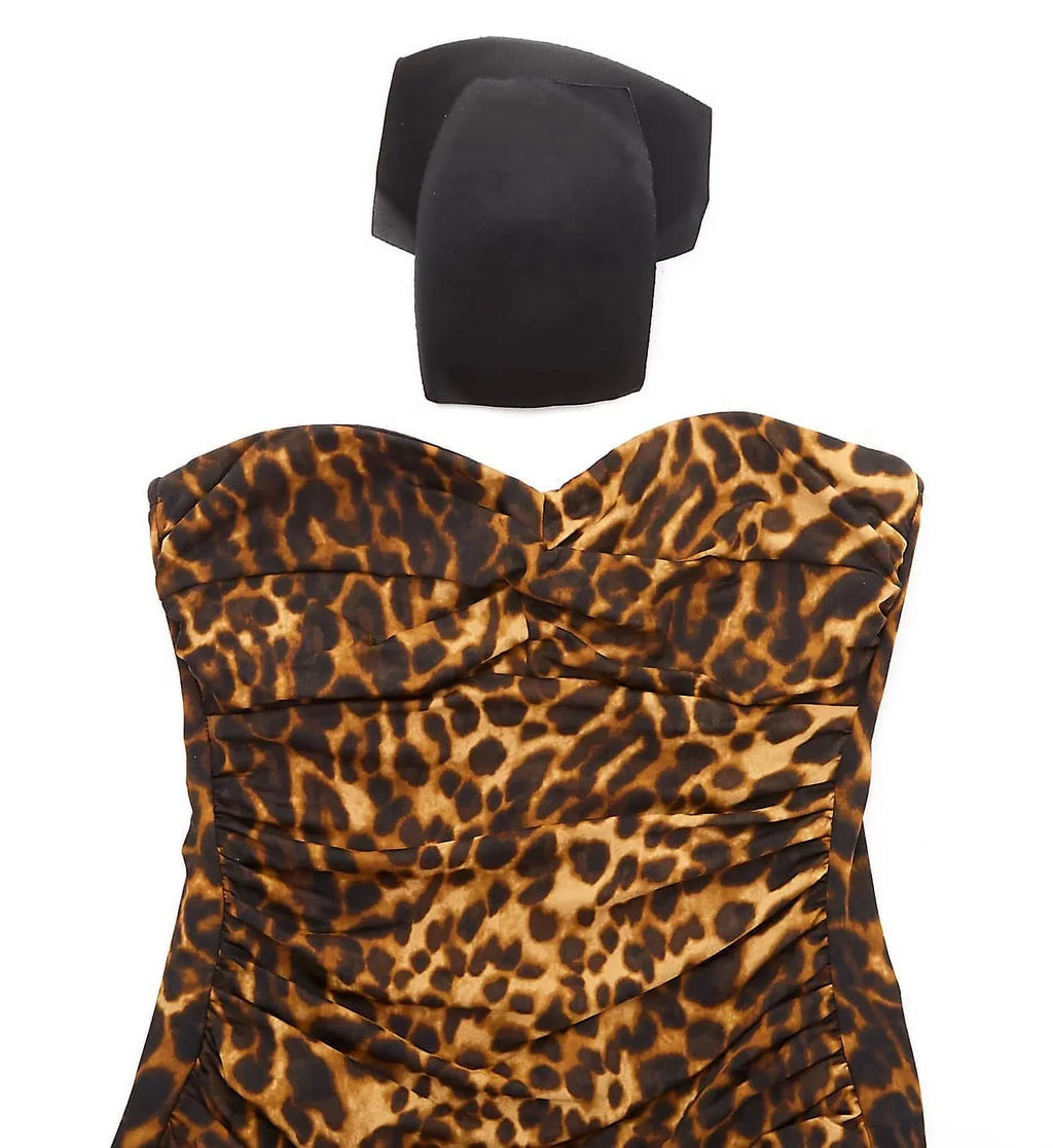 Lauren Ralph Lauren Womens Ocelot Leopard Printed Underwire Strapless One Piece Swimsuit