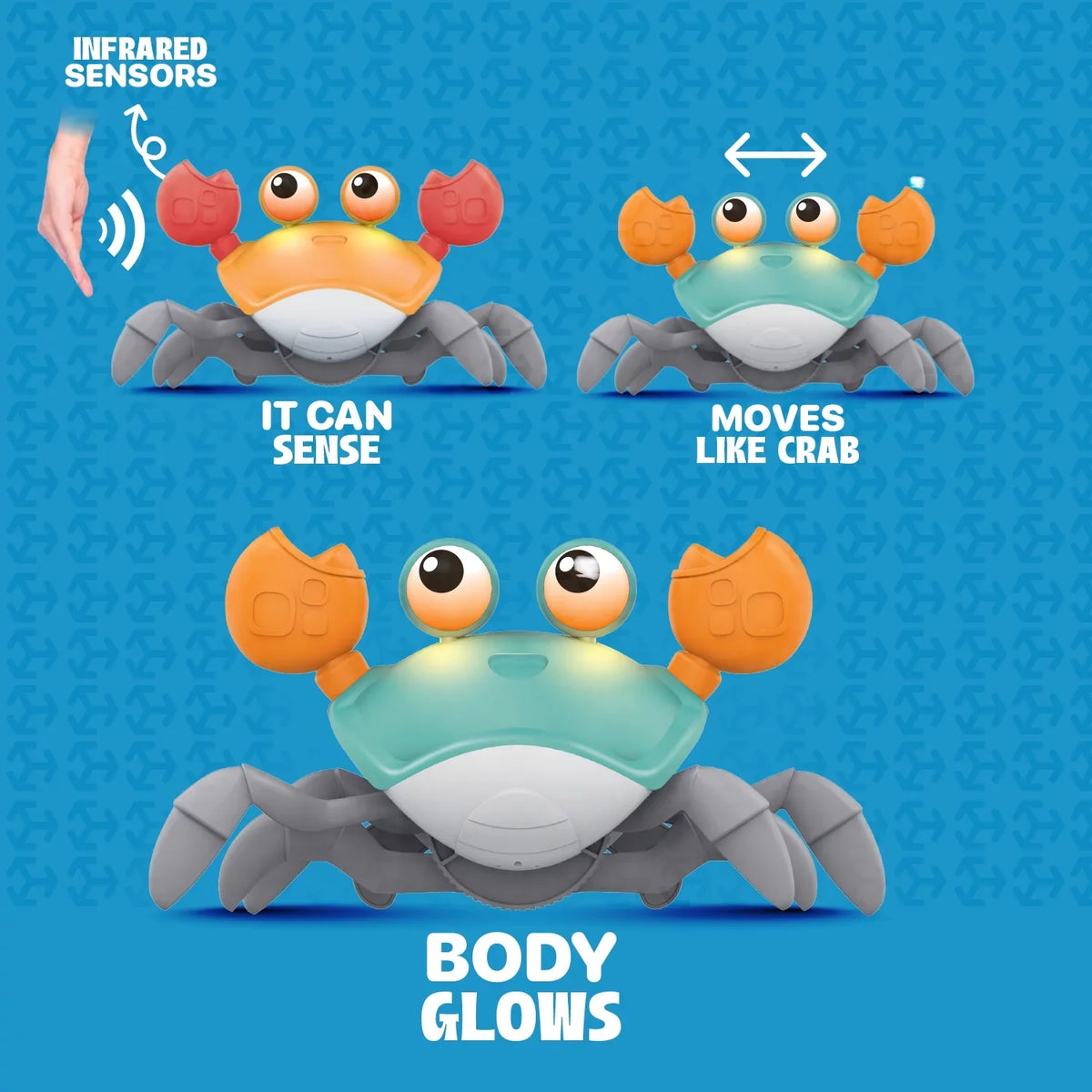 Elpis Colorful Baby Tummy Time Toy Crab For 3 4 5 6 7 8 9 10 11 12 Kids And 36 Months Old Toddlers Learning Crawl & Walking - Ideal Birthday & Christmas Gift
