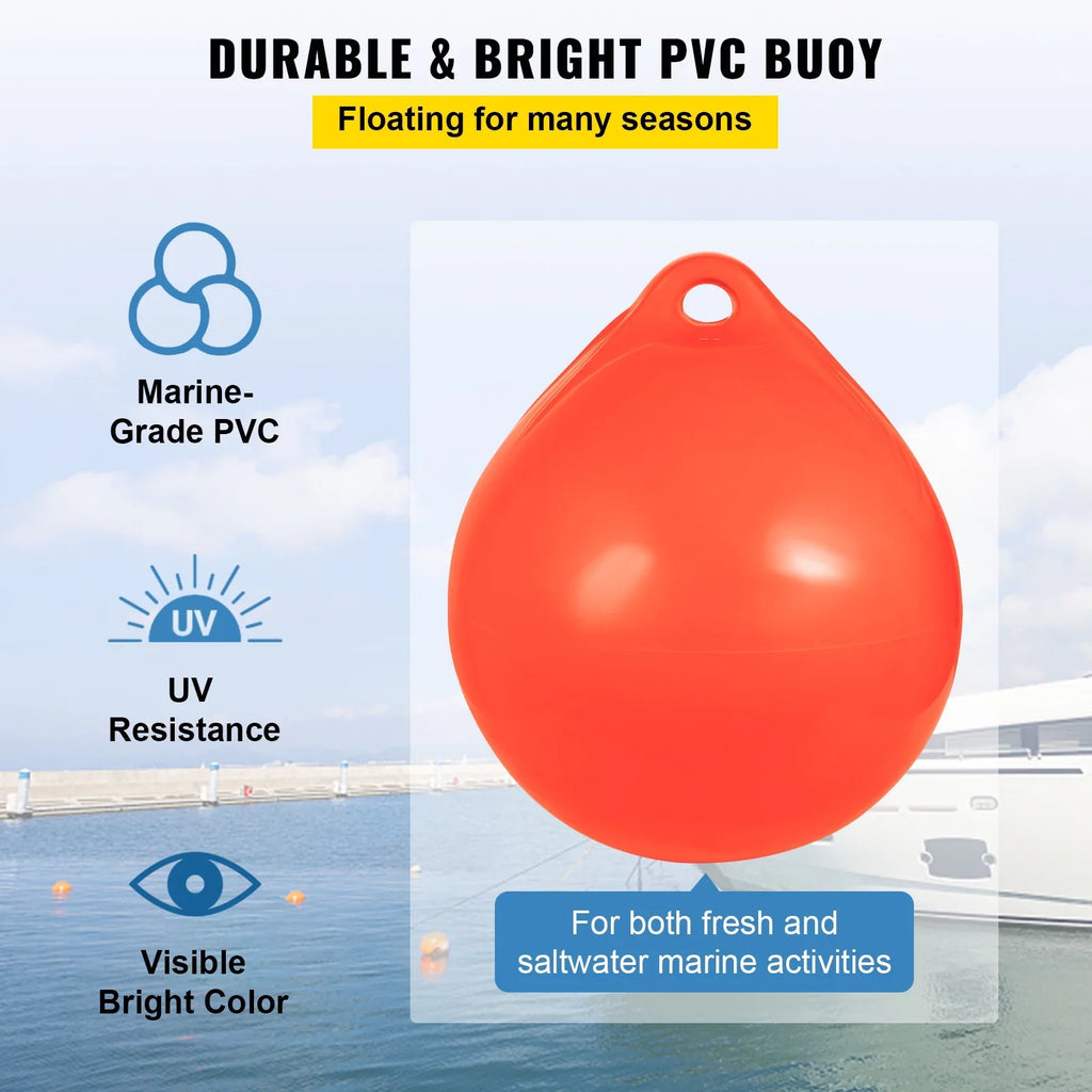 BENTISM Boat Buoy Ball, 27in Diameter InfLatitudeable Heavy-Duty Marine-Grade Vinyl Marker Buoy, Round Boat Mooring Buoy, Anchoring, Rafting, Marking, Fishing, Orange