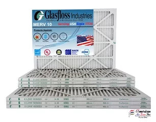 Glasfloss 12x30x1 - MERV 10 -Qty:12 - Furnace Air Filter - Made in USA (Actual Size: 11.5 x 29.5x7/8 inch)