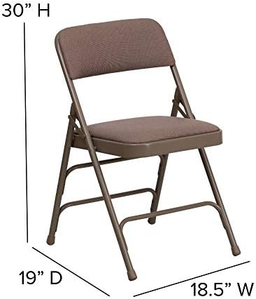 4 Pack HERCULES Series Curved Triple Braced & Double Hinged Beige Fabric Metal Folding Chair
