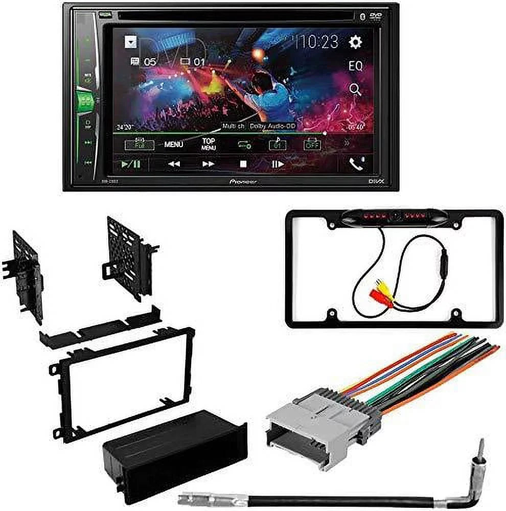 KIT4860 Bundle for 2002-2009 Chevy Trailblazer W/ Pioneer AVH-241EX Double DIN Car Stereo with Bluetooth/Backup Camera/InstalLatitudeion Kit/in-Dash DVD/CD AM/FM 6.2" Touchdisplay Digital Media Receiver