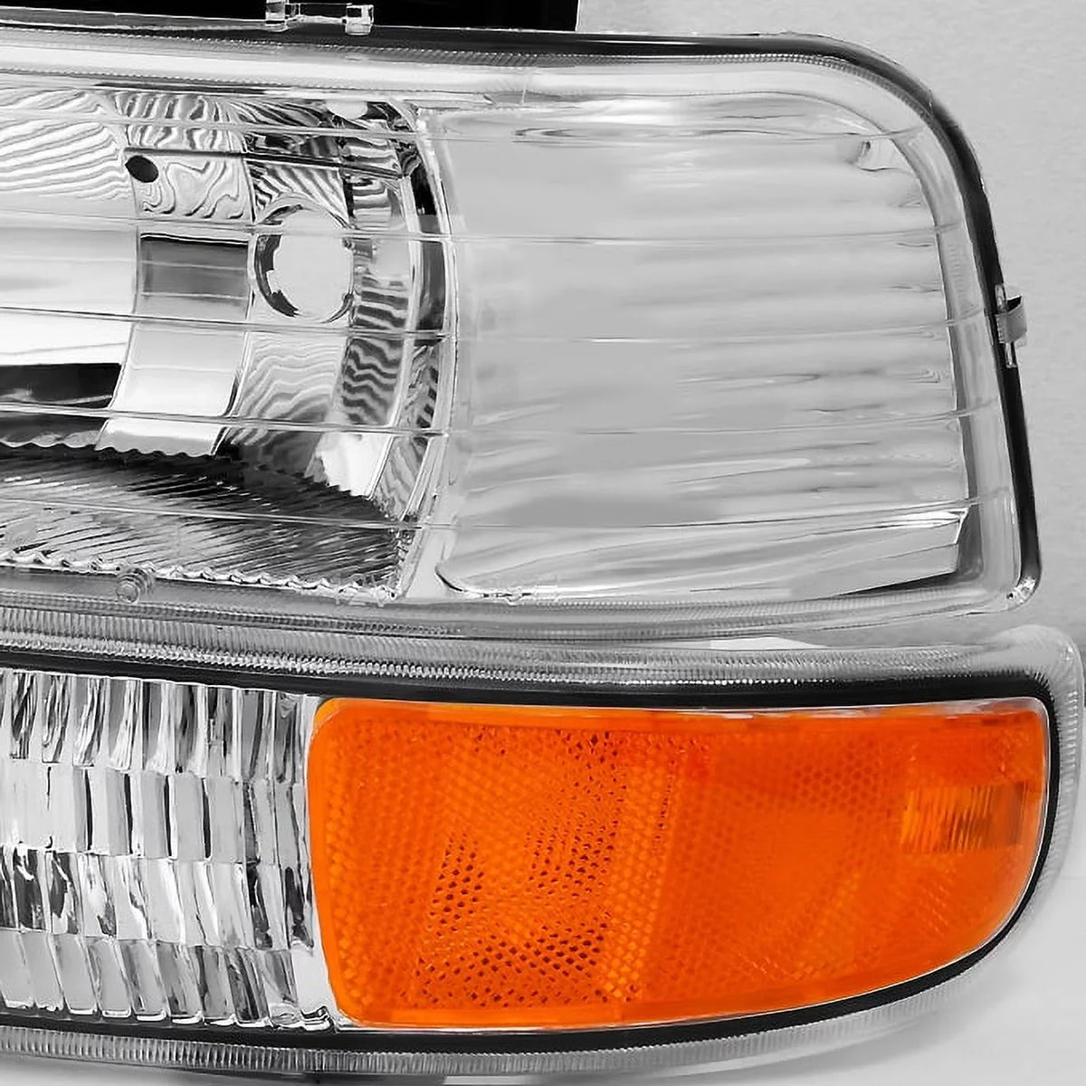 AKKON - For 00-06 Chevy Suburban | 99-02 Silverado | Tahoe Clear Headlights With Corner Bumper Lights Replacement Pair Set