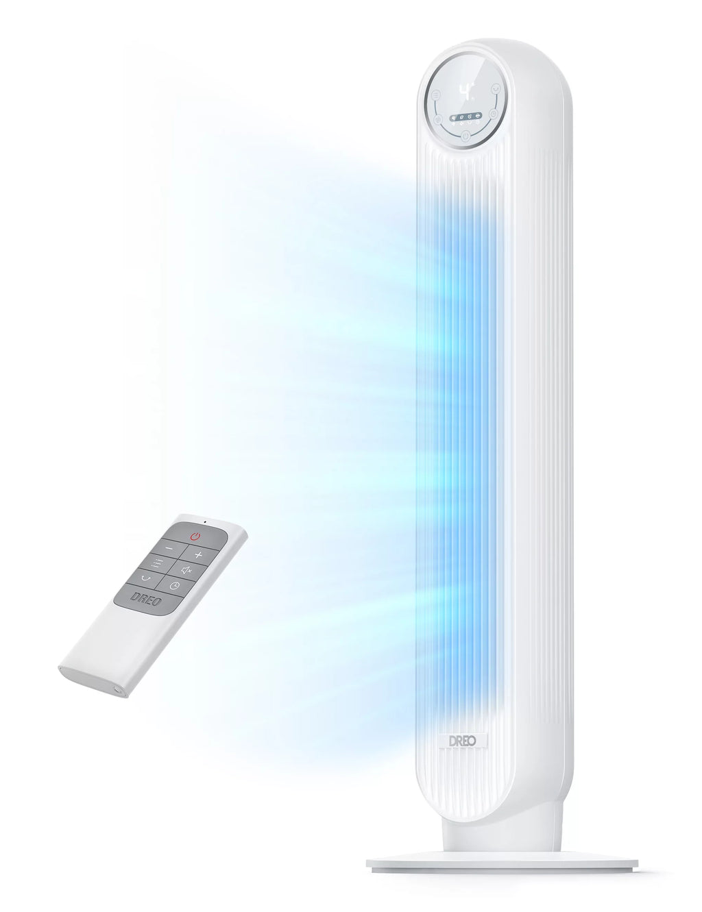 Dreo Tower Fan, Quiet Smart WiFi Fan with Remote, 90° OscilLatitudeing, Voice Control, 4 Modes, 4 Speeds, 8H Timer，white