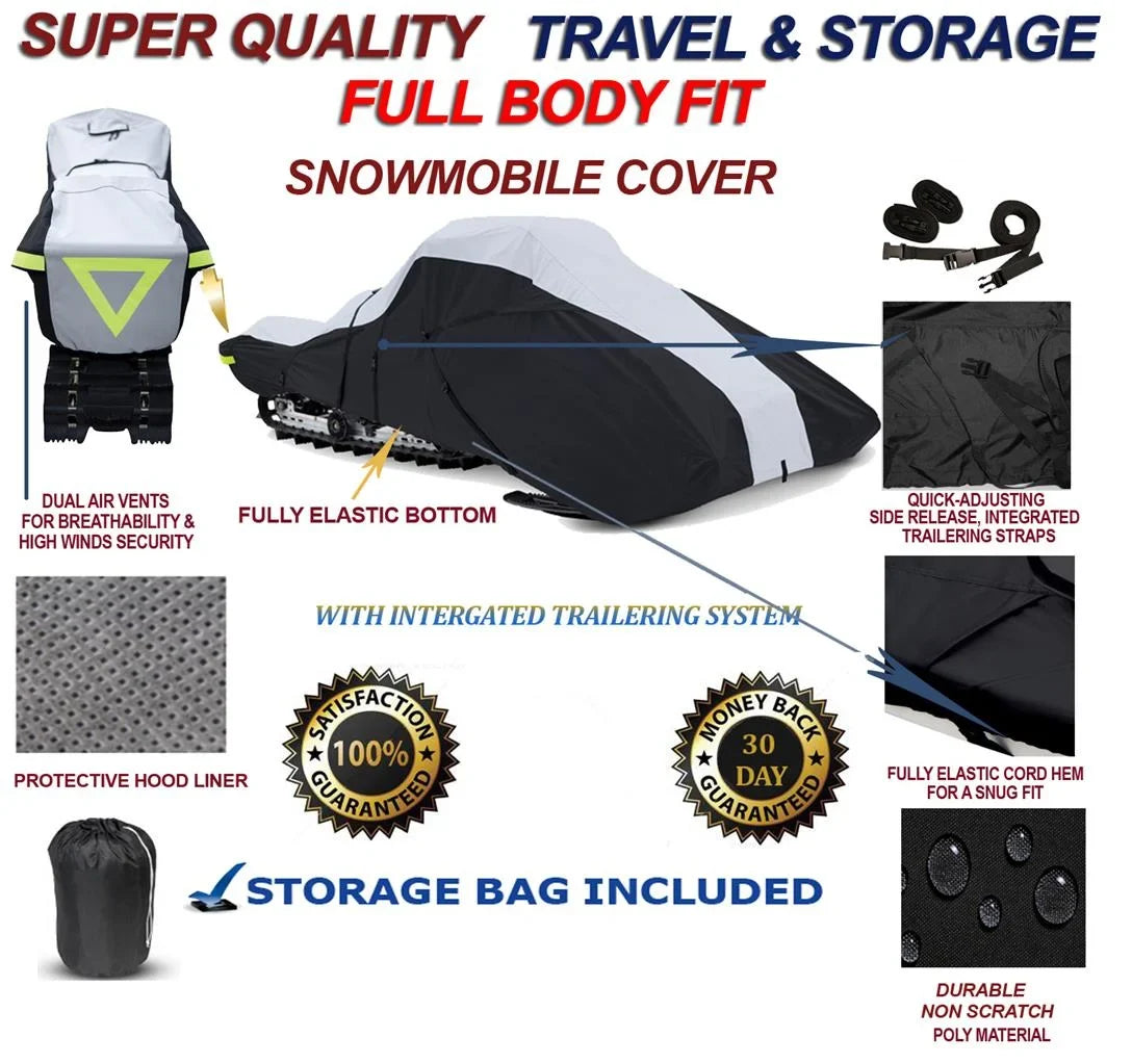 600 Denier Full Fit Snowmobile Travel and Storage Cover Compatible for the 1998-1999 Arctic Cat Model Jag 440 Deluxe Snowmachine Sled.