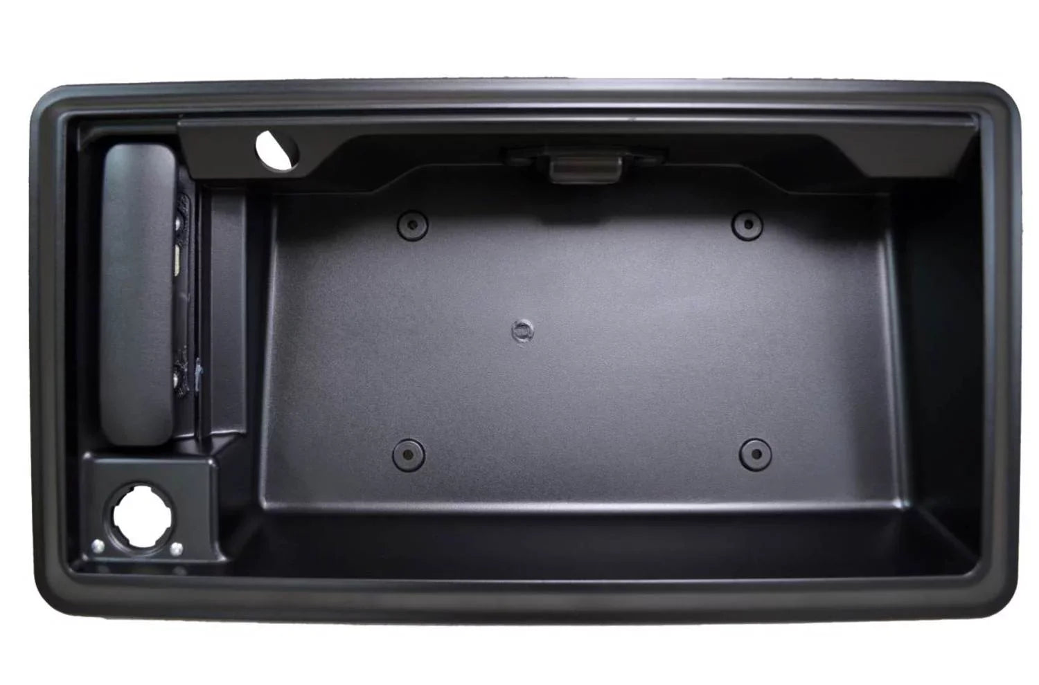 PT Auto Warehouse FO-3903A-TG2 - Tailgate License PLatitudee Bracket Holder Outside Cargo Door Handle, Textured Black - with Camera Hole Fits select: 2008-2018 FORD ECONOLINE