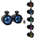 Pair Rockville WB65KLED 6.5" 600w Black Marine Wakeboard LED Tower Speakers+Remote