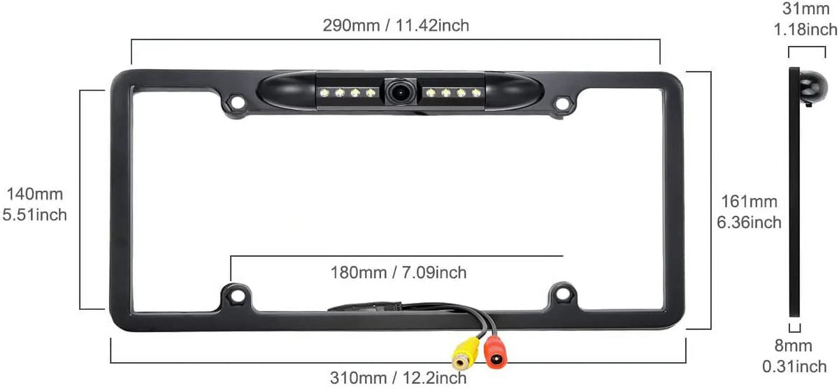 Absolute Backup Camera Rearview License PLatitudee Frame for ALPINE INEW970HD INE-W970HD Black