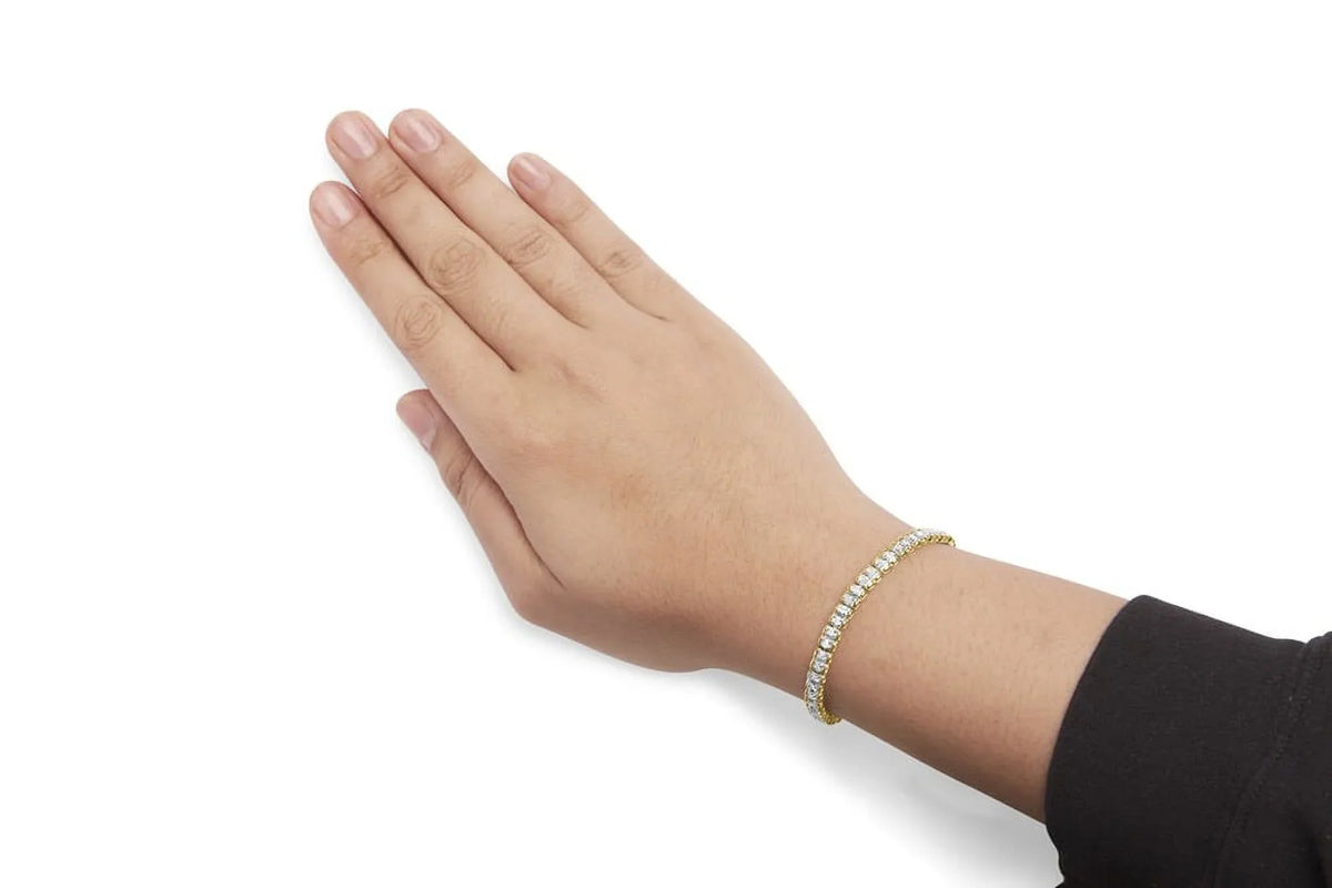 Haus of Brilliance 10K Yellow Gold 1.00 Cttw Womens Round Cut Diamond Link Lobster Claw Clasp Prong Bracelet (I-J Color, I3-Promo Clarity) - Size 7"