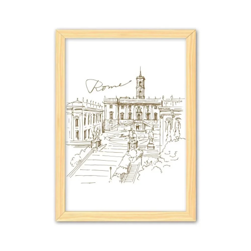 Fontana di Trevi Rome Fontana Landmark Decorative Wooden Painting Home Decoration Picture Frame A4
