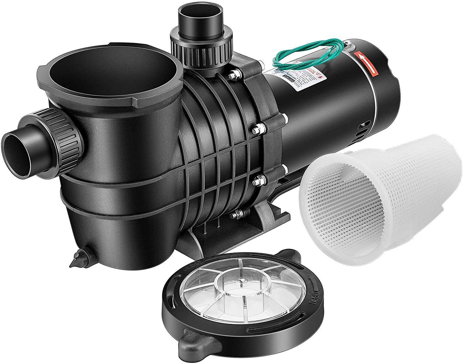 Wuzstar 2HP Pool Pump In/Above Ground Swimming Pool Pumps Motor W/Strainer 410-300L/min 118GPM, 110-120V