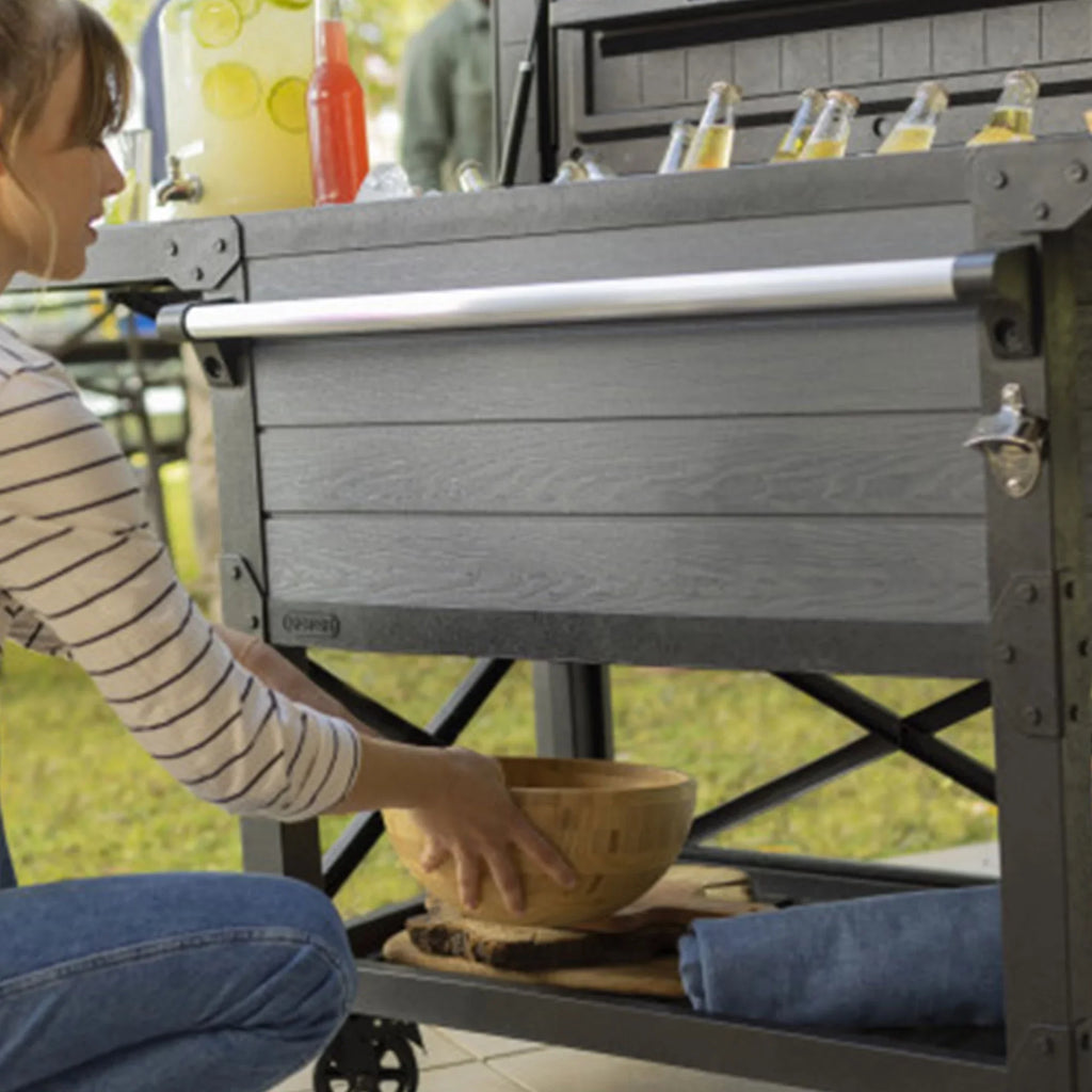 Keter Outdoor Patio Cooler Ice Chest InsuLatitudeed Beverage Bar Cart, Gray