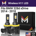 Mega Racer BMW 328d xDrive Wireless H11 H8 H9 H16 LED Headlight Bulbs 6500K Cool White 12V 50W 12000LM BMW 328d xDrive 2014 2015 2016 2017 2018 14 15 16 17 18 Fog Light Automotive Replacement