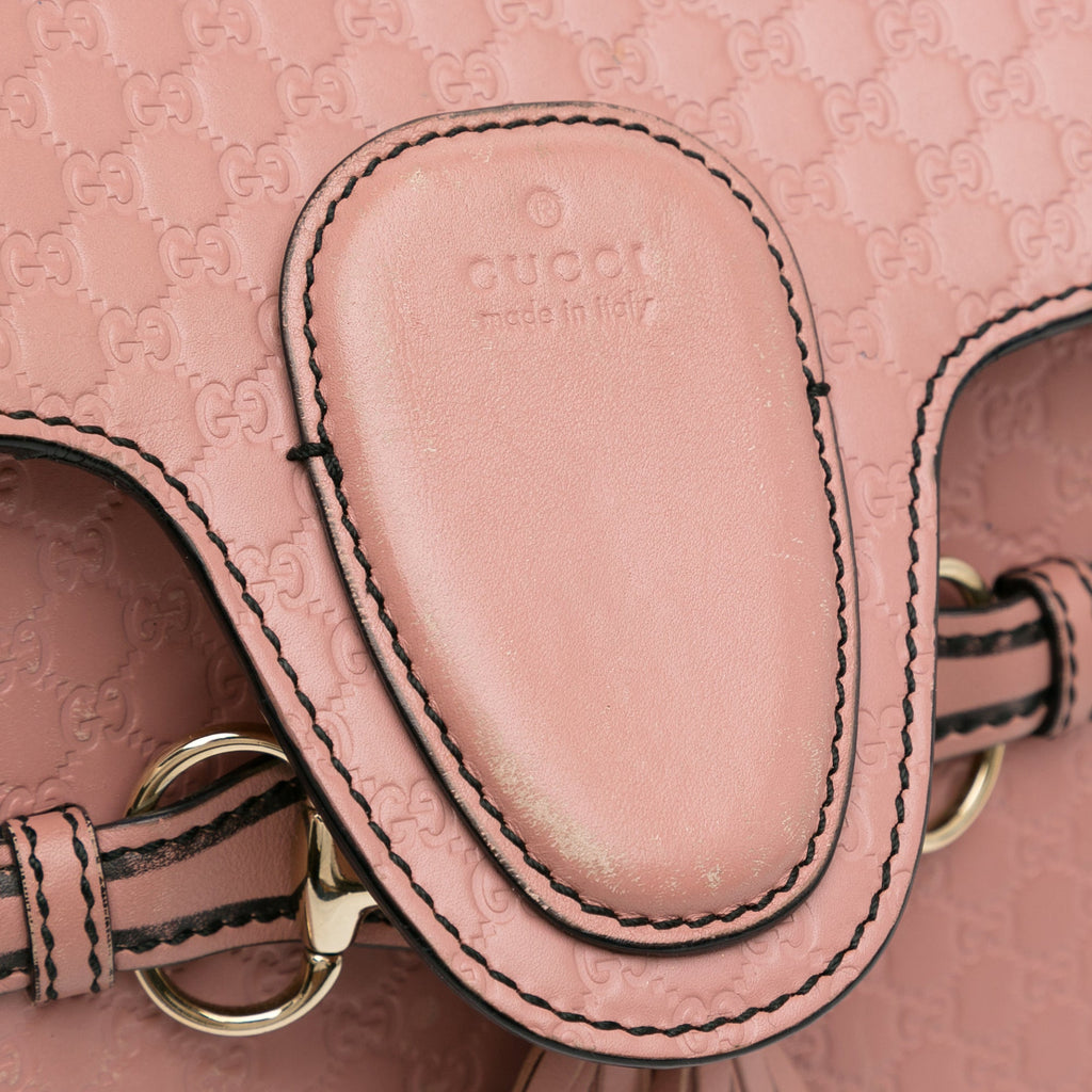 Pre-Owned Authenticated Gucci Medium Microguccissima Emily Shoulder Bag Calf Leather Pink Unisex (Good)
