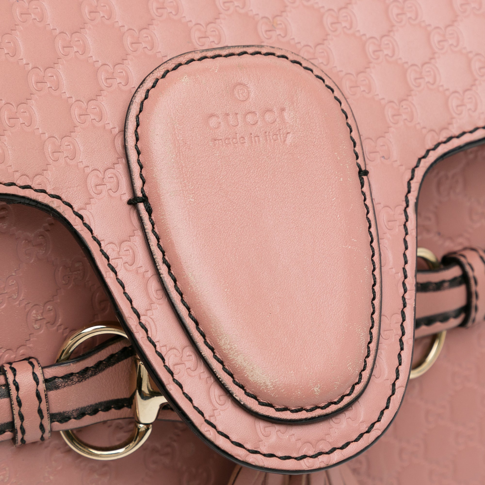 Pre-Owned Authenticated Gucci Medium Microguccissima Emily Shoulder Bag Calf Leather Pink Unisex (Good)