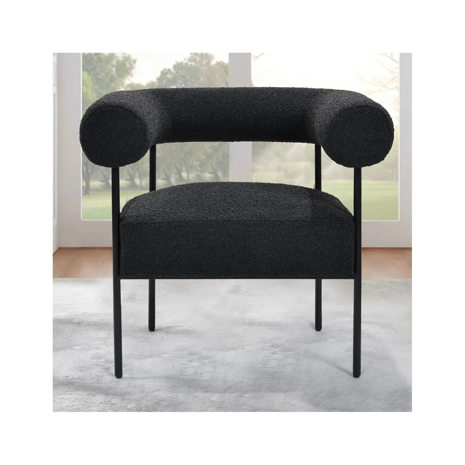 Palma Black Boucle Metal Arm Chair