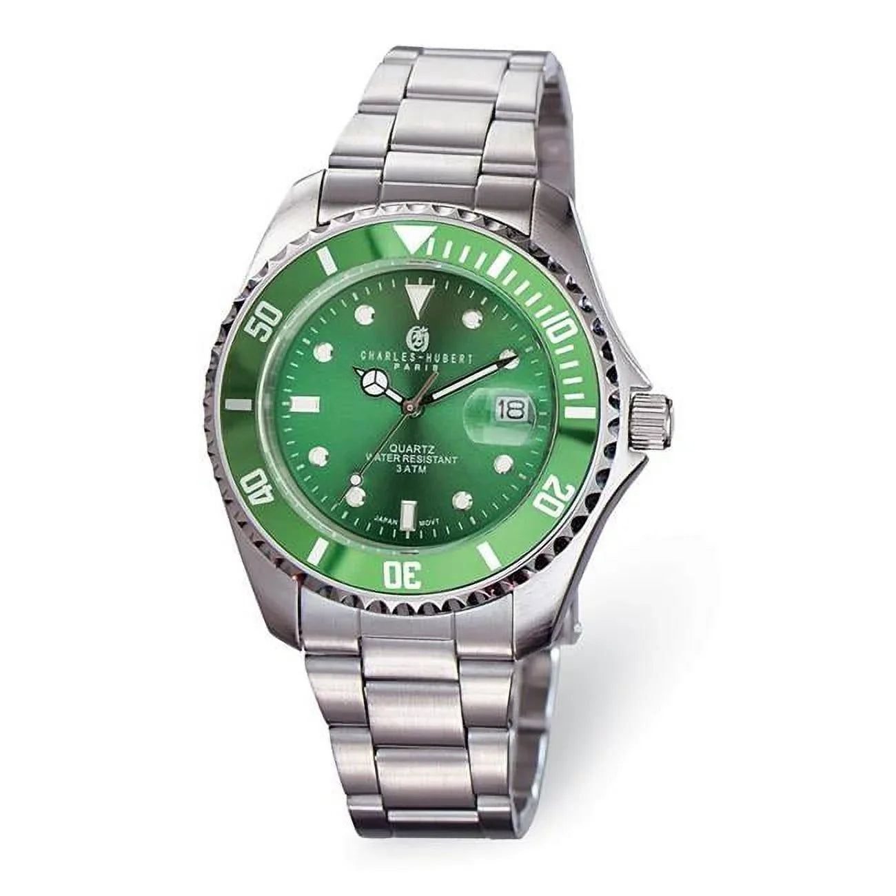 Finest Gold Charles Hubert Stainless Steel Green Dial Watch