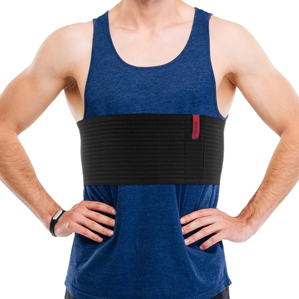 ORTONYX 6.25" Broken Rib Brace Unisex - Elastic Chest Wrap Comppression Support Belt - Rehabilitation of Cracked, Fractured, Dislocated Ribs Post-Surgery Aid Plus Size 3XL Black / ACOX5226-BK-3XL