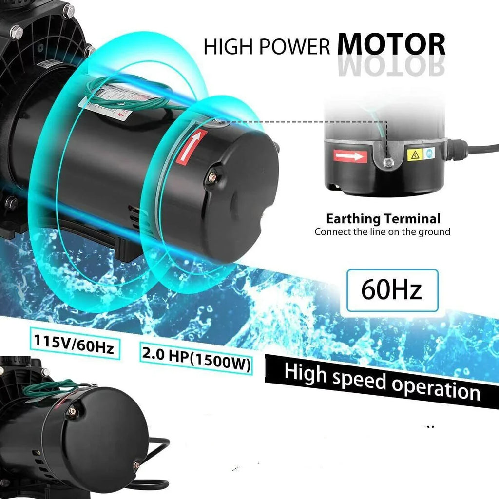 Wuzstar 2HP Pool Pump In/Above Ground Swimming Pool Pumps Motor W/Strainer 410-300L/min 118GPM, 110-120V
