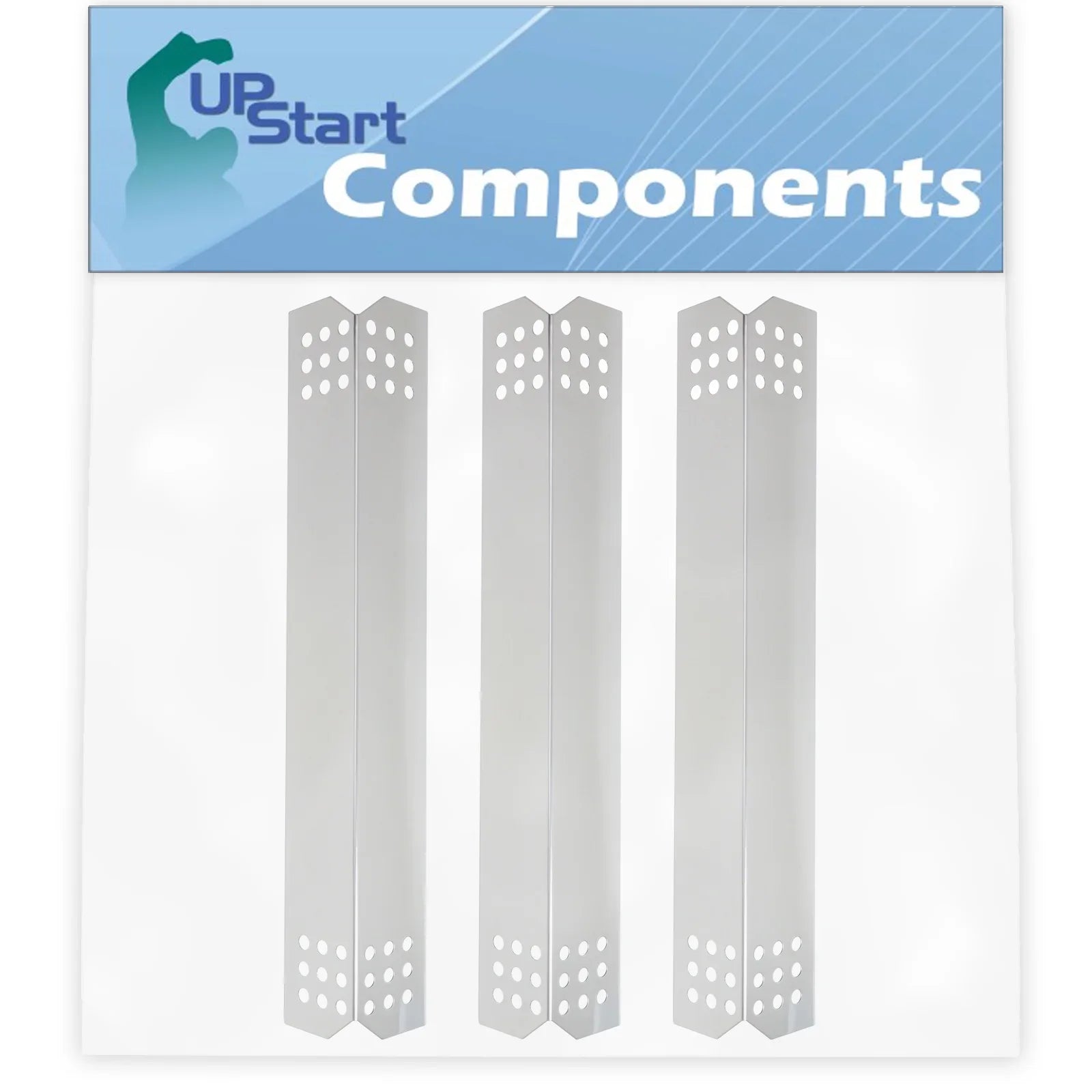 3-Pack BBQ Grill Heat Shield PLatitudee Tent Replacement Parts for Jenn Air 730-0709 - Compatible Barbeque Stainless Steel Flame Tamer, Guard, Deflector, Flavorizer Bar, Vaporizer Bar, Burner Cover 16 1/8"